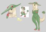  anthro bittervow black_eyes breasts breloom claws clothing crossed_arms female generation_3_pokemon green_body green_skin hat headgear headwear nintendo nipples pokemon pokemon_(species) sassy small_breasts smile solo white_body white_skin yellow_body yellow_skin 