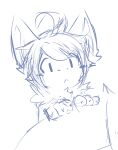  absurd_res ambiguous_gender anthro claws finger_claws front_view hi_res kutto kuttoyaki looking_at_viewer monochrome mouth_closed simple_background simple_eyes sketch solo young 