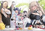  &gt;_&lt; +_+ 6+girls absurdres anchorage_(azur_lane) animal_ears aqua_eyes azur_lane bare_shoulders black_dress black_gloves black_hair black_shorts blonde_hair blue_eyes blue_hair breast_cutout breasts cake cake_slice cheshire_(azur_lane) cleavage cleavage_cutout clothing_cutout commentary_request crown cup decantering dress elbe_(azur_lane) fake_animal_ears food framed_breasts frilled_hairband frills from_side gloves grey_hair hair_between_eyes hair_bun hair_over_one_eye hairband half_gloves highres holding holding_saucer holding_teapot horns huge_breasts implacable_(azur_lane) indoors janus_(azur_lane) kaoruko_(unkrk55) large_breasts leaning_forward light_blue_hair light_brown_hair long_hair long_sleeves macaron maid_headdress manchester_(azur_lane) manjuu_(azur_lane) mini_crown multicolored_hair multiple_girls navel nun official_art open_mouth pink_ribbon purple_hair red_eyes revealing_clothes ribbon saucer scared shorts sleeves_past_fingers sleeves_past_wrists standing streaked_hair tea tea_party teacup teapot tiered_tray twintails two-tone_dress two-tone_hair veil very_long_hair very_long_sleeves white_dress white_horns wide_sleeves 
