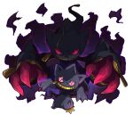  absurdres banette commentary_request grin hands_up highres looking_at_viewer mega_banette mega_pokemon no_humans pink_eyes pokemon pokemon_(creature) poyo_party smile zipper zipper_pull_tab 