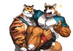  anthro canid carrying_another carrying_partner duo eyewear eyewear_on_head felid hi_res male male/male mammal muscular muscular_anthro muscular_male pantherine pecs striped_body stripes sunglasses sunglasses_on_head tiger traver009 