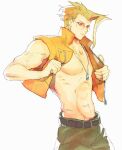  ahoge belt blonde_hair capcom charlie_nash dog_tags glasses muscular muscular_male street_fighter tanakalma vest 