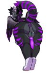  absurd_res anthro anus backsack balls butt demidevilmitch domestic_cat felid feline felis fur genitals grey_(greywolf2244) hi_res male mammal penis presenting purple_body purple_eyes purple_fur raised_tail solo tail wings 