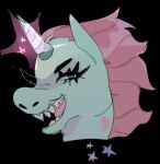  ambiguous_gender disney equid equine eyelashes faerieuuu feral flying_princess_pony_head hair heart_(marking) horn magic_user mammal pink_hair smile solo star star_vs._the_forces_of_evil teeth unicorn 
