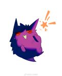  absurdres closed_eyes commentary_request di_yingli_bu_anmian_zhen full_body gengar grin highres no_humans pokemon pokemon_(creature) simple_background smile solo star_(symbol) teeth watermark white_background 