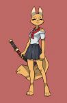  anthro canid canine clothing female fox hi_res katana mammal melee_weapon nulia school_uniform solo suruki sword uniform weapon 