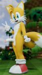  3d_(artwork) 9:16 anthro balls canid canine clothing digital_media_(artwork) footwear fox genitals gesture gloves handwear hi_res looking_at_viewer male mammal miles_prower mostly_nude open_mouth open_smile penis sega shoes smile solo sonic_the_hedgehog_(series) twintails3d v_sign 