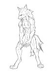  absurd_res anthro athletic canid canine canis flat_colors futuretankcrc hi_res looking_aside male mammal nude simple_background sketch solo standing wolf 