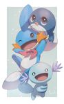  absurd_res ambiguous_gender armless belly biped black_eyes blue_body blue_feet blue_fin blue_tail colored digital_media_(artwork) digital_painting_(artwork) english_text feral fin generation_1_pokemon generation_2_pokemon generation_3_pokemon gills group happy head_fin hi_res lips looking_at_viewer mudkip nintendo nullma one_eye_closed open_mouth open_smile orange_gills pink_lips pink_tongue pokemon pokemon_(species) poliwag purple_gills quadruped shadow simple_background smile spiral tail tail_fin text tongue trio white_belly white_tail wooper 