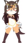  adamsagu animated anthro anthrofied black_hair canid canine featureless_crotch female fox foxxi fur hair head_fur hi_res mammal navel nude orange_body orange_fur short_playtime solo tail teenager white_body white_fur young 