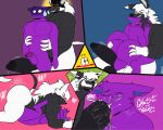  &lt;3 &lt;3_eyes anal anal_penetration anthro arms_around_neck balls big_balls big_penis blue_body blue_fur blush blush_lines bodily_fluids butt butt_grab clawed_fingers comic cum cum_in_mouth cum_inside demon digitigrade duo ejaculation flat_colors from_front_position fucked_silly fur genital_fluids genitals hand_on_butt hands-free hi_res iratu_elexion male mating_press motion_lines mullet multiple_images nervous_expression nervous_sweat onomatopoeia orgasm_face orgasm_from_oral penetration penis precum purple_body purple_fur saliva sex signature simple_background slightly_damned smile smirk solo sound_effects text throbbing_penis tongue tongue_out webcomic white_body white_fur wingless_bat zackdadawg 