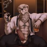  alcohol anthro balls beverage boss business business_attire canid canine canis ceo cigar clothed clothing cross cross_necklace domestic_dog erection eyewear genitals glasses hi_res humanoid_genitalia humanoid_penis hunting_dog irish_wolfhound jewelry laskey loose_belt loose_tie male mammal necklace open_clothing open_shirt open_topwear penis rager-ermare shirt sighthound sitting smoking smoking_cigar solo topwear unzipped unzipped_pants vein veiny_penis whiskey_glass zipper 
