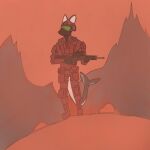  alien desert fish floofshark great_mother_(setting) gun hi_res johmn_(artist) marine marksman martian mountain ranged_weapon rifle rifle_scope shark shark_tail sniper_rifle soldier soldier_helmet soldier_uniform streamline_(character) warrior weapon 