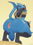  absurd_res anthro anus artist_name balls big_anus big_butt black_body black_ears black_fur black_legs blue_body blue_fur blue_penis blush blush_lines bodily_fluids butt butt_focus claws crouching dripping ears_back eyebrows foreskin fur generation_4_pokemon genital_fluids genitals glowing glowing_eyes hand_on_leg hi_res long_ears looking_at_viewer looking_back looking_back_at_viewer lucario male multicolored_body narrowed_eyes neck_tuft nepentz nintendo nude penis pink_anus pink_eyes pink_penis pivoted_ears pokemon pokemon_(species) precum precum_drip presenting presenting_anus presenting_balls presenting_hindquarters presenting_penis puffy_anus rear_view red_eyes simple_background solo spread_legs spreading tail text thick_thighs tuft url yellow_background yellow_body 