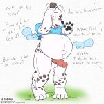  balls belly big_belly bottomless canid canine canis clothed clothing clothing_lift cudacore dalmatian disembodied_hand domestic_dog embarrassed erection genitals ghost_hands hi_res inflation male mammal navel outie pascal_(cudacore) penis pregnant pregnant_male shirt shirt_lift teasing topwear 