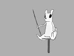  ambiguous_gender big_eyes black_eyes black_nose chair claws digital_drawing_(artwork) digital_media_(artwork) feet furniture grey_background hi_res holding_object holding_weapon melee_weapon polearm rain_world simple_background sitting slugcat_(rain_world) solo spear tail toes waterian weapon white_body 
