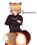  &lt;3 &lt;3_eyes absurd_res angry animal_humanoid anonymous_artist blue_eyes blush brown_hair canid canid_humanoid canine canine_humanoid clothing cross-popping_vein crossed_arms curvy_male dialogue eyelashes fangs fluffy fluffy_tail fox fox_ears fox_humanoid fox_tail girly hair hi_res humanoid legwear male mammal mammal_humanoid pale panky pankyvt sharp_teeth short_hair slim smooth_skin solo speech_bubble squish sweatshirt tail teeth text thick_thighs thigh_highs thigh_squish wide_hips 