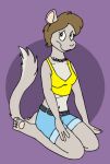  brown_hair chinchilla chinchillid clothing female fur grey_body grey_fur hair mammal rodent shirt tabbiewolf tank_top topwear 