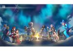  1other 4girls 6+boys addam_origo aegaeon_(xenoblade) android animal_ears arm_support armor armored_boots black_hair blonde_hair blue_dress blue_eyes blue_fire blue_hair blue_thighhighs boots brighid_(xenoblade) brown_hair campfire circlet closed_eyes closed_mouth cloud cloudy_sky crossed_legs dress elbow_gloves fan_la_norne fire gloves glowing grey_hair hagoromo hand_on_own_cheek hand_on_own_face highres hugo_ardanach japanese_armor japanese_clothes jin_(xenoblade) long_hair lora_(xenoblade) mikhail_(xenoblade) milton_(xenoblade) minoth_(xenoblade) mizuki_riko multiple_boys multiple_girls mythra_(xenoblade) night night_sky outdoors pauldrons red_skirt shawl short_hair shoulder_armor single_pauldron sitting skirt sky swept_bangs thighhighs very_long_hair white_dress white_gloves xenoblade_chronicles_(series) xenoblade_chronicles_2 xenoblade_chronicles_2:_torna_-_the_golden_country yellow_eyes 