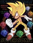  1boy chaos_emerald clenched_hand english_text gloves highres red_eyes shoes sonic_(series) super_sonic wahl_art1997 white_gloves 