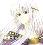  1girl cape circlet delsaber dress fire_emblem fire_emblem:_genealogy_of_the_holy_war floating_hair jewelry julia_(fire_emblem) long_hair purple_cape purple_eyes purple_hair simple_background solo 