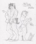  2023 abs anthro anthrofied axel_(swiftbitches) biceps brute_(swiftbitches) bulge chin_tuft clothed clothing duo english_text equid equine eye_scar eyebrows facial_scar facial_tuft federalchemical1728 fingernails fluffy_pony fluffy_pony_(species) fur graphite_(artwork) greyscale handwritten_text hooves horn humanoid_hands jockstrap jockstrap_only leg_scar male male/male mammal mane manly monochrome muscular muscular_anthro muscular_male nails narrowed_eyes nipples pecs pencil_(artwork) scar size_difference sketch smile smirk snout snout_scar standing tail text thick_eyebrows topless traditional_media_(artwork) underwear underwear_only unguligrade unicorn 