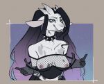  5_fingers anthro bovid breasts caprine collar eyebrows female fingers goat hair hi_res horn lilith_(scottieman) mammal nipples scottieman solo spiked_collar spikes tongue tongue_out 
