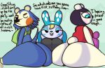  animal_crossing apron apron_only bear bedroom_eyes big_butt bottomless bubble_butt butt butt_focus clothed clothing female francine_(animal_crossing) group inviting klutzatdusk lagomorph leporid looking_at_viewer mabel_able mammal narrowed_eyes nintendo one_eye_closed pekoe_(animal_crossing) porcupine presenting presenting_hindquarters rabbit rodent seductive trio wink winking_at_viewer 