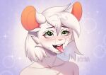  2023 absurd_res ahegao anthro artist_name blush bodily_fluids cheek_tuft cum cum_in_mouth cum_inside cum_on_face digital_drawing_(artwork) digital_media_(artwork) english_text eye_roll eyebrows eyelashes facial_tuft fur genital_fluids green_eyes hair half-closed_eyes hi_res ikstina looking_pleasured male mammal mouse murid murine narrowed_eyes portrait rodent shaded skinny smile solo solo_focus teeth text tongue tongue_out tuft white_body white_fur 