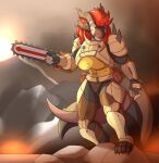  absurd_res angry anthro armor chainsaw female hi_res horn mijak_(thony_dog) mountain power_tool solo thony_dog tools warrior 