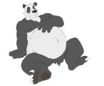  2013 anthro bear belly belly_tuft canson chest_tuft claws fur giant_panda half-closed_eyes hand_on_stomach leaning leaning_back male mammal mouth_closed narrowed_eyes navel nipples nude paws sitting smile solo spread_legs spreading toe_claws tuft 
