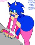  anthro armwear clothed clothing colored_nails crossdressing dialogue elbow_gloves eyelashes eyeshadow genitals girly gloves habbodude handwear hi_res legwear lips lipstick makeup male nails penis sega solo sonic_the_hedgehog sonic_the_hedgehog_(series) thick_lips thigh_highs 