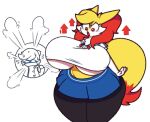  &lt;3 anthro big_breasts big_butt blush blush_lines bottomwear breast_expansion breasts butt clothing delphox dewott dewy-eyedboy directional_arrow duo expansion female fur generation_5_pokemon generation_6_pokemon huge_breasts huge_butt huge_thighs hyper hyper_breasts looking_at_breasts looking_down midriff nintendo open_mouth pokemon pokemon_(species) red_body red_eyes red_fur school_uniform shirt simple_background skirt standing tail thick_thighs topwear tusks_the_dewott under_boob uniform white_body white_fur wide_eyed wide_hips yellow_body yellow_fur 