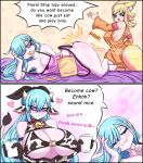  &lt;3 absurd_res animal_humanoid animal_print ara_ara bell big_breasts blonde_hair blue_eyes blue_hair blush bovid bovid_humanoid bovine bovine_humanoid breasts butt butt_slap canid canid_humanoid canine canine_humanoid cattle_humanoid chips_(food) cleavage clothed clothing collar comic cow_print cowbell duo eating english_text female food fox_humanoid glass_of_milk glistening glistening_body glistening_hair hair hi_res holding_glass holding_object horn humanoid imagination izfan lazy long_hair mammal mammal_humanoid milk nightgown pale_skin pink_body pink_eyes pink_nightgown pink_skin potato_chips slap smile speech_bubble tail tail_tuft text thick_thighs transformation tuft under_boob white_horn wide_hips 