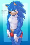  anthro bulge clothed clothing dialogue hi_res jackofak looking_at_viewer male muscular muscular_male nipple_outline pubes sega solo sonic_the_hedgehog sonic_the_hedgehog_(series) undressing 