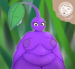  2023 absurd_res anthro areola belly_overhang duo elemental_creature female flora_fauna hi_res male male/female morbidly_obese morbidly_obese_female mouthless nintendo obese obese_female olimar overweight overweight_female pikmin pikmin_(species) plant pogchamp puhba weight_gain 