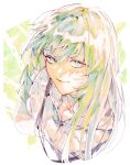  1other absurdres androgynous collarbone enkidu_(fate) fate/strange_fake fate/zero fate_(series) green_eyes green_hair highres light_green_hair long_hair looking_at_viewer nasubi_illust robe solo toga upper_body very_long_hair white_robe 