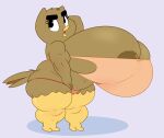  anthro areola areola_slip avian big_breasts bird black_eyes breasts brown_areola clothing eyebrows female hand_behind_head harvey_beaks huge_breasts hyper hyper_breasts non-mammal_breasts overweight overweight_anthro overweight_female owl princess_(harvey_beaks) sbshouseofpancakes shirt solo tan_body thick_eyebrows thick_thighs thong topwear underwear 