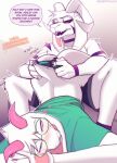  &lt;3 2023 5_fingers absurd_res anthro asriel_dreemurr_(god_form) bottomless bottomless_male bovid boxers_(clothing) butt caprine clothed clothing colored_nails controller cross-popping_vein deltarune desertkaiju dialogue duo english_text eyewear fingers floppy_ears fur game_controller girly glasses goat green_eyewear green_glasses hi_res holding_controller holding_game_controller holding_object horn male male/male mammal markings nails pink_nails purple_nails ralsei shirt teeth text topless topless_male topwear undertale undertale_(series) underwear white_body white_fur 