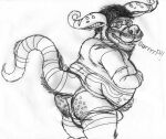  anthro beard belly big_belly bulge burping butt clothing crux facial_hair genital_outline holding_belly jakkindragonboy looking_at_viewer male mustache overweight penis_outline raised_tail scruffy sketch solo tail underwear 