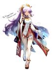  1girl absurdres alternate_costume bare_legs commission commissioner_upload cosplay fire_emblem fire_emblem:_genealogy_of_the_holy_war genshin_impact hair_ornament highres ishtar_(fire_emblem) japanese_clothes lala_(sputnik) legs long_hair long_sleeves non-web_source purple_eyes purple_hair signature 