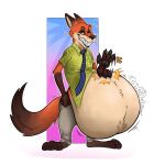  2023 anthro awoogasm belly belly_pat belly_slap belly_tuft big_belly canid canine claws clothed clothing digestion digestion_noises disney evil_grin fangs felid fox fur hi_res looking_at_viewer male mammal necktie nick_wilde overweight overweight_anthro overweight_male pantherine sharp_teeth shirt signature slap slapping_own_belly slapping_self smile smiling_at_viewer solo sound_effects standing teeth text toe_claws topwear tuft vore zootopia 