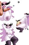  absurd_res anatid anseriform anserinae anthro avian big_breasts bird breasts elelite feathers female genitals helluva_boss hi_res mature_female nipples penis pink_eyes pubes simple_background solo stella_(helluva_boss) striker_(helluva_boss) swan thick_thighs white_background white_body white_feathers 