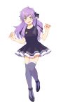  2017 5_fingers alpha_channel blue_eyes bow_ribbon clothing dress elf female fingers footwear hair hi_res high_heels humanoid humanoid_pointy_ears jewelry legwear looking_at_viewer necklace open_mouth purple_hair simple_background solo straviios teeth thigh_highs tongue transparent_background unknown_artist 