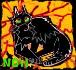  abstract_art abstract_background ambiguous_gender black_body black_fur canid canine canis feral fur green_sclera guncht mammal solo text wolf 