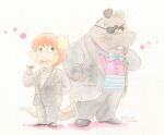  2023 anthro biped bottomwear bow_tie clothing duo eye_patch eyewear gamba_no_bouken gamba_no_bouken_(series) ikasama jinn24149477 male mammal mouse murid murine pants rodent shirt solo suit topwear yoisho 