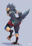  &lt;3 anthro avian beak bird blush clothing digital_media_(artwork) embarrassed feathers fur hi_res male nintendo rito sellon shuriken_(character) simple_background smile solo the_legend_of_zelda underwear 