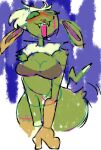  anthro breasts colored_sketch dijon_(guncht) eeveelution female fur generation_1_pokemon green_body green_fur guncht jolteon male_(lore) nintendo open_mouth open_smile pokemon pokemon_(species) sketch smile solo 