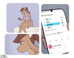  anthro bovid breasts brown_hair caprine cellphone cleavage clothed clothing comic female goat hair hi_res holding_cellphone holding_object holding_phone jakethegoat kate_(jakethegoat) mammal panties phone solo underwear 