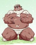  accessory anthro bear belly briefs brown_body brown_fur clothing fur headband hi_res kimun_kamui_(tas) kneeling lifewonders male mammal musclegut navel pawpads pecs solo takagi_kyou tighty_whities tokyo_afterschool_summoners underwear white_briefs white_clothing white_underwear 